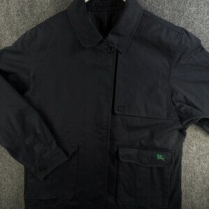 Burberry Navy Blue Utility Jacket Coat Size 14 Women Full Zip Harrington Adult
